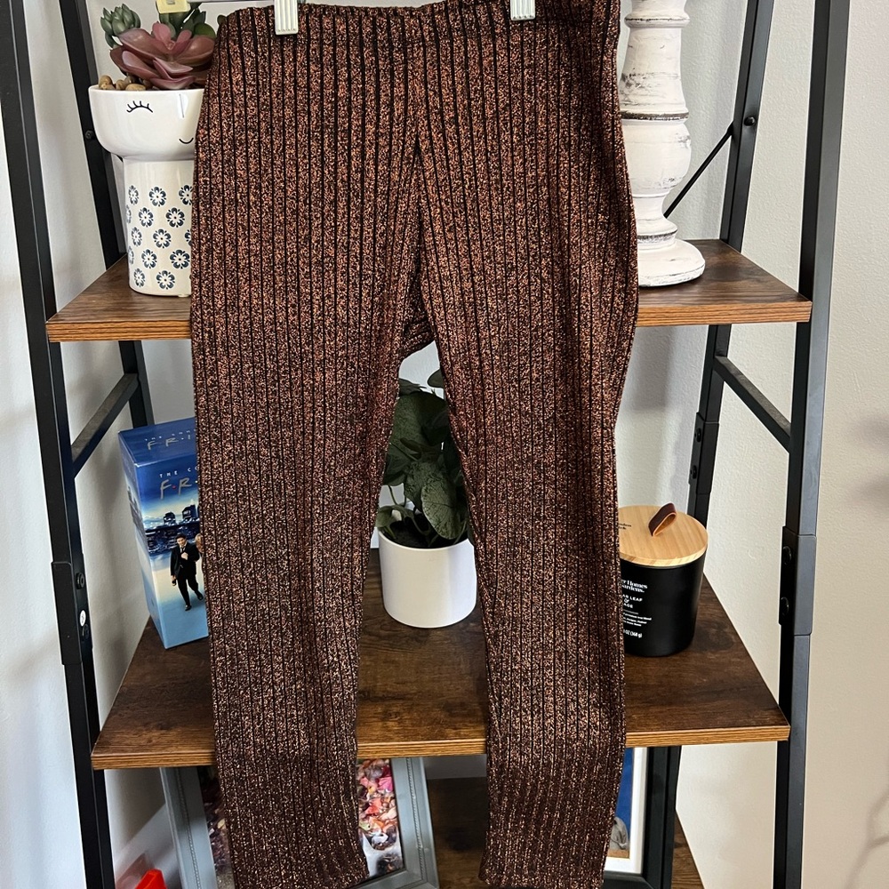 ZARA Girl Leggings Brown Sparkling